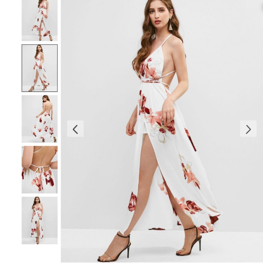 Overlap Criss Cross Floral Maxi Dress